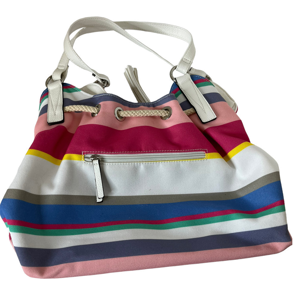 Liz Claiborne Vintage Striped Satchel Hobo Purse - Picture 2 of 5